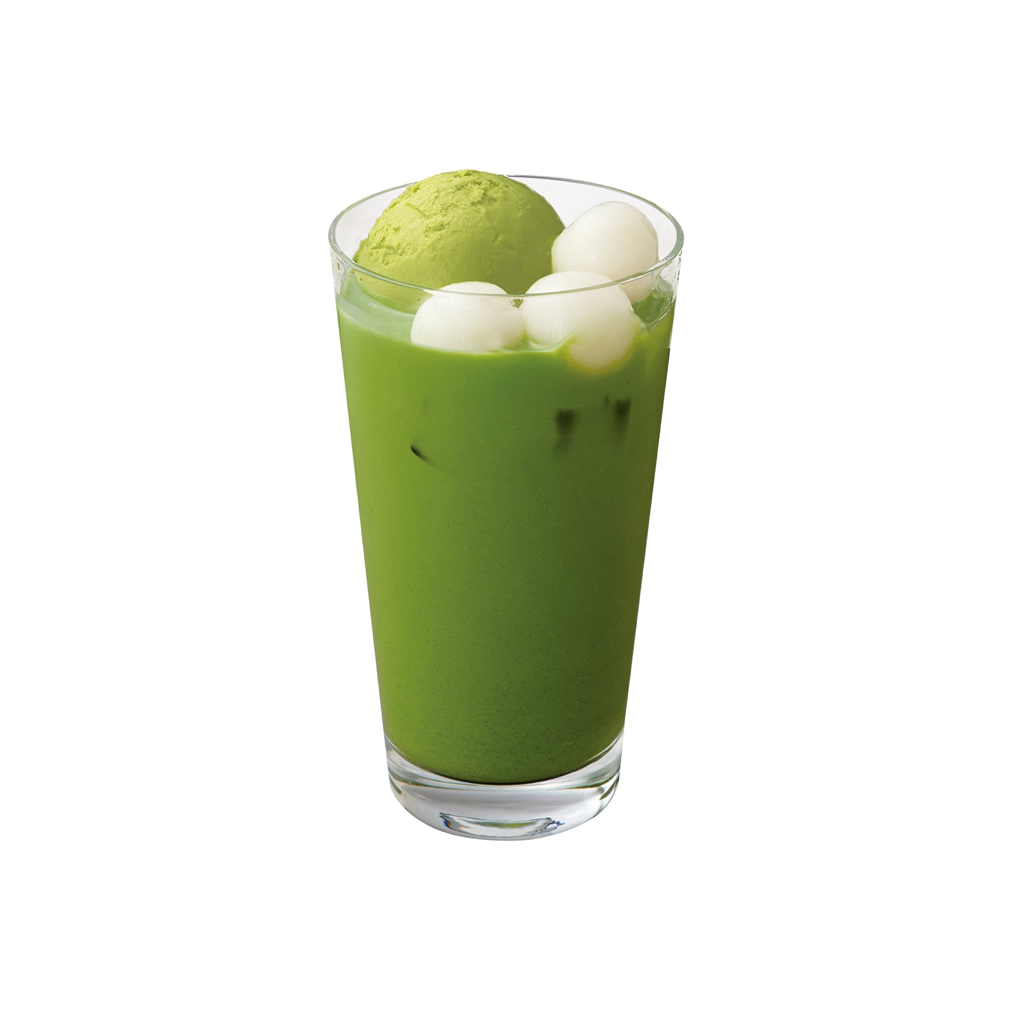 抹茶白玉フロートラテ <br><small>(ICED)<br>Matcha Latte w/Matcha ice cream and Shiratama mochi</small>