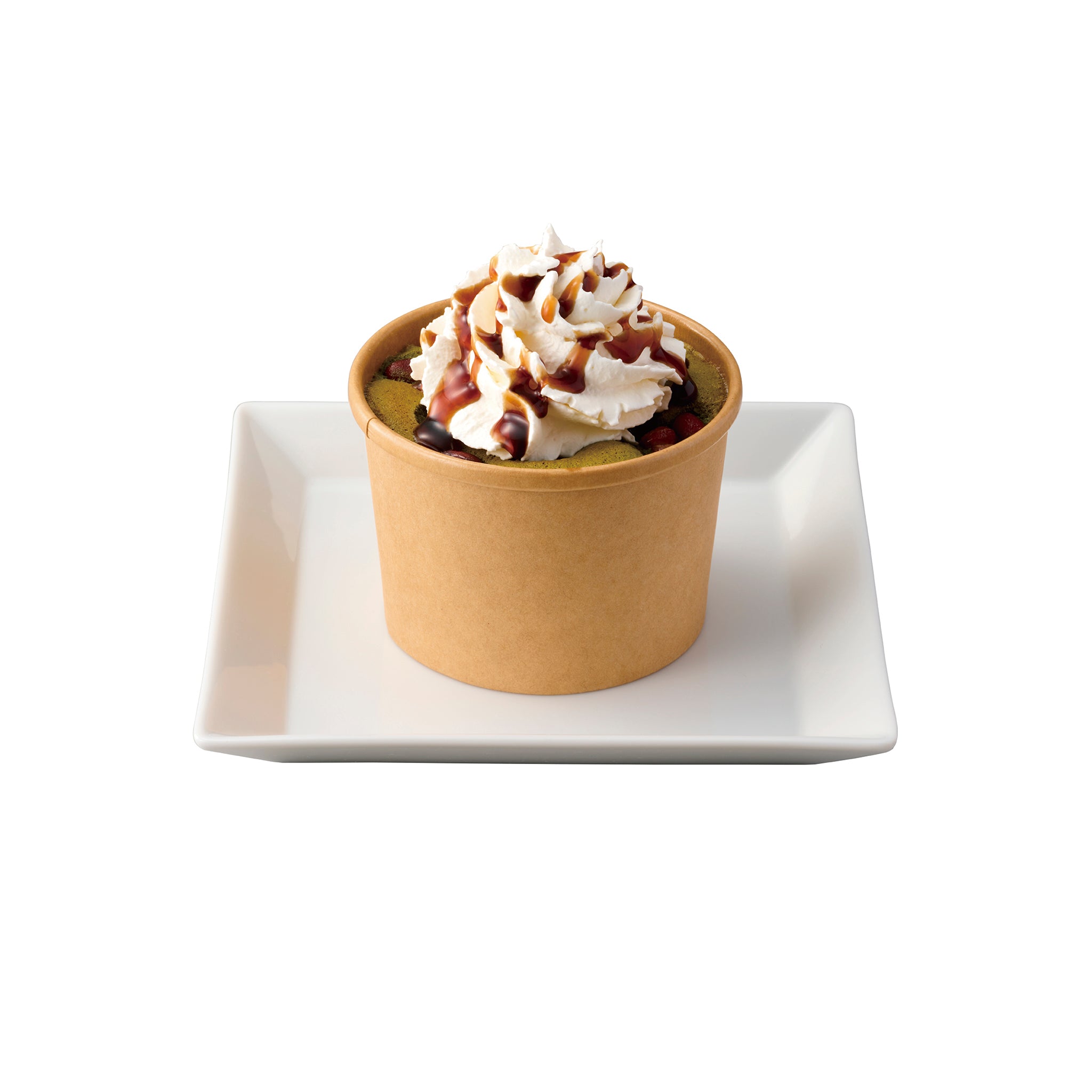 抹茶シフォンカップ <br><small>Matcha chiffon cake w/Whipped cream and Brown sugar syrup</small>