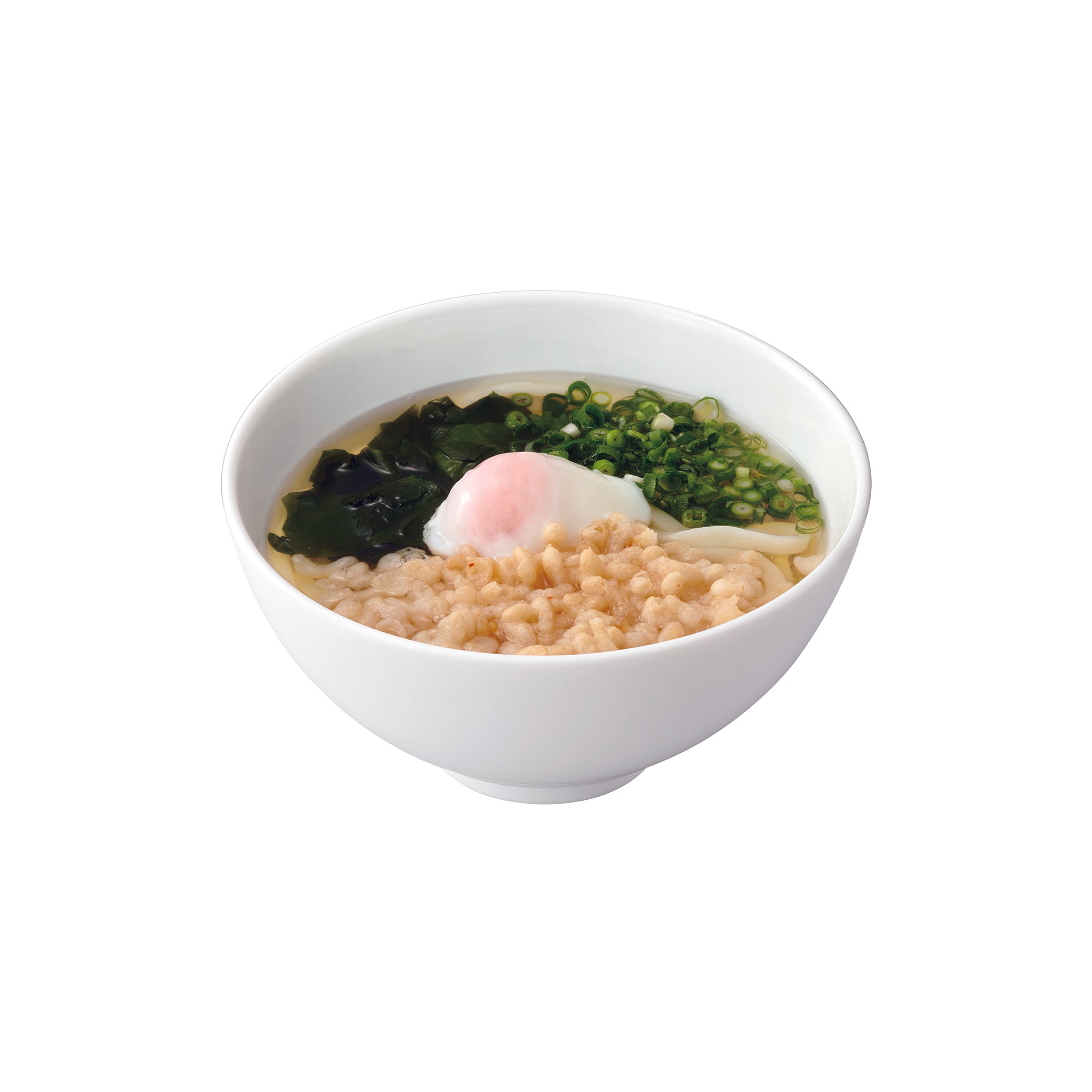 温泉卵たぬきうどん<br><small>(HOT/COLD) <br>Soft-boiled egg and Crispy tempura flakes</small>