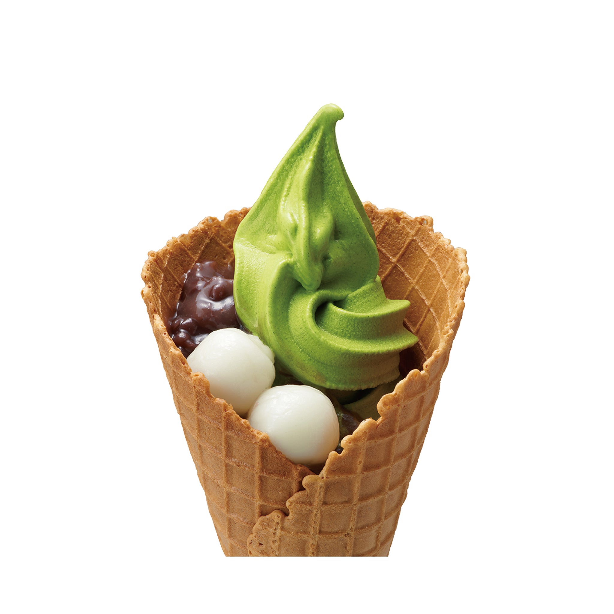 抹茶白玉あずき　<small><br>Matcha soft serve w/Shiratama mochi and Red bean paste</small>