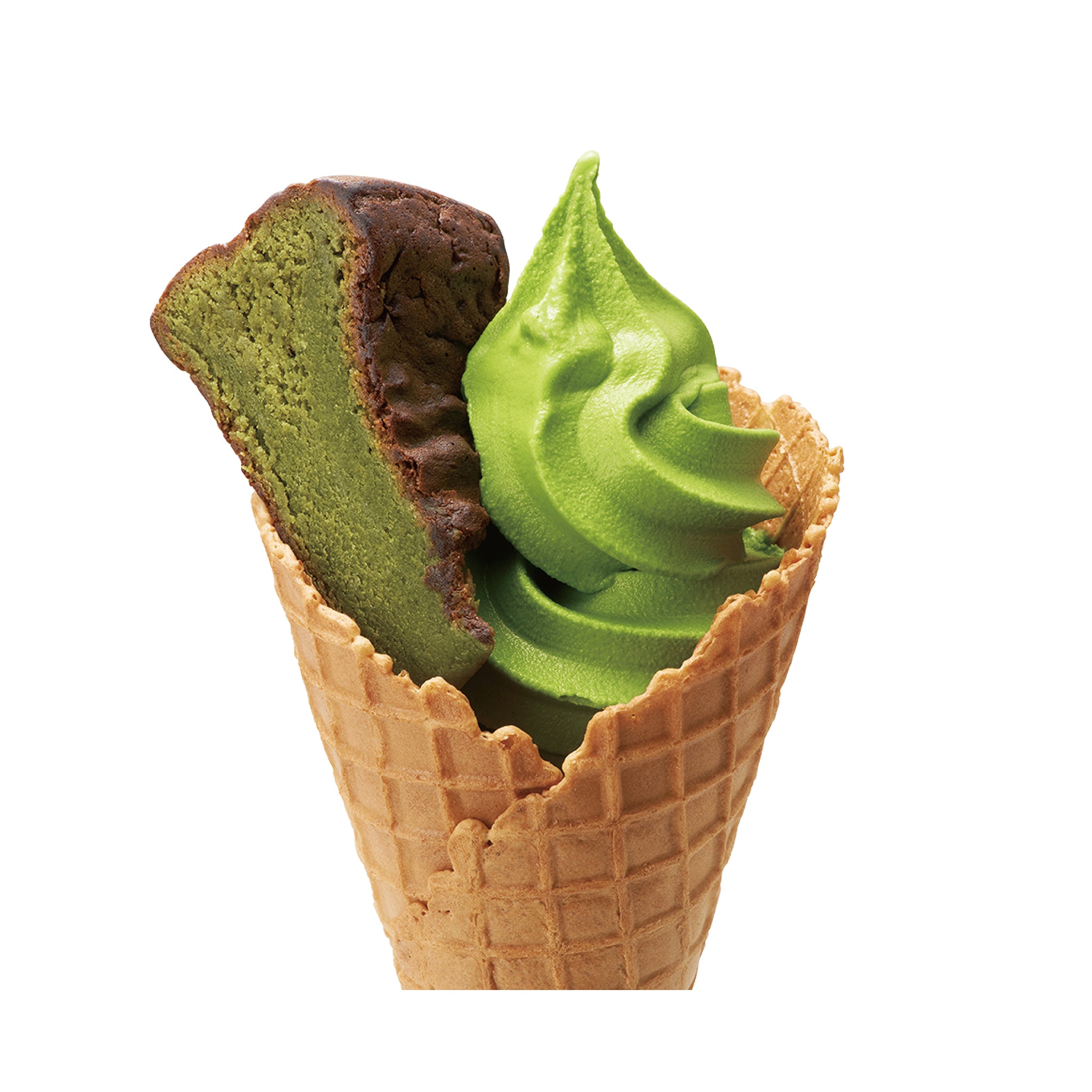 抹茶ガトーショコラ　<small><br>Matcha soft serve w/Matcha chocolate cake</small>