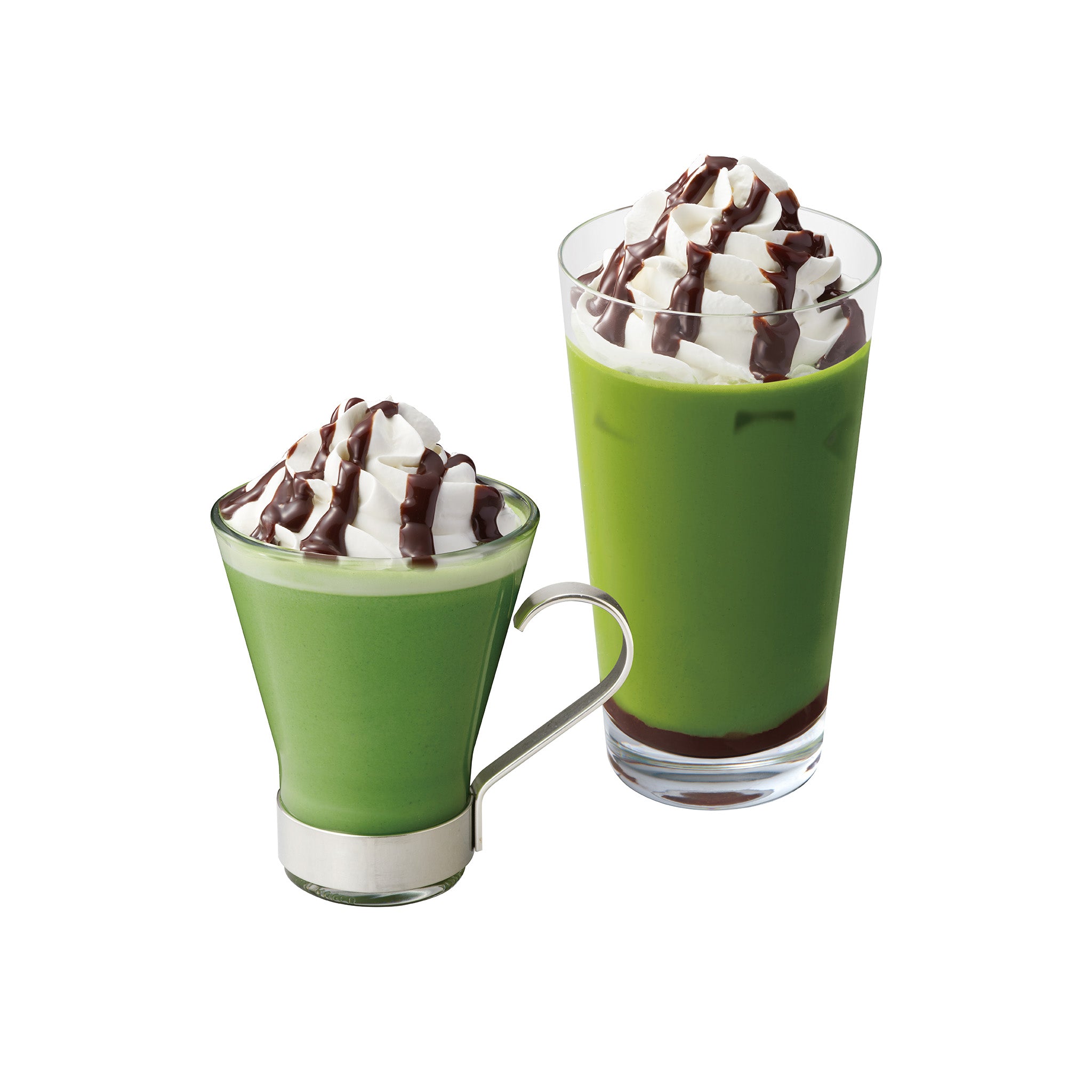 抹茶チョコレートラテ<br><small>(HOT/ICED)<br>Matcha Latte w/Chocolate sauce and Whipped cream</small>