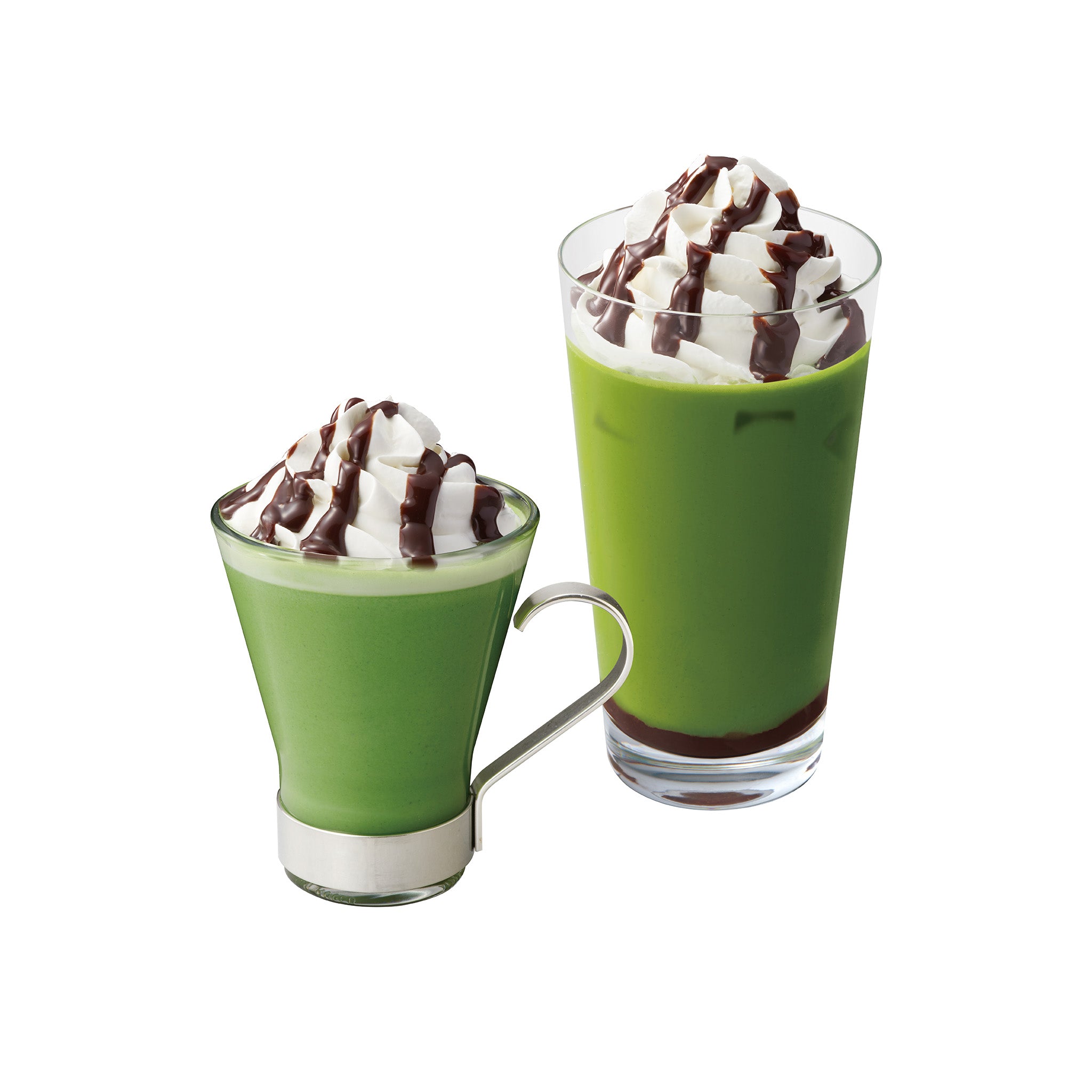 抹茶チョコレートラテ<br><small>（HOT/ICED）<br>Matcha Latte w/Chocolate sauce and Whipped cream</small>