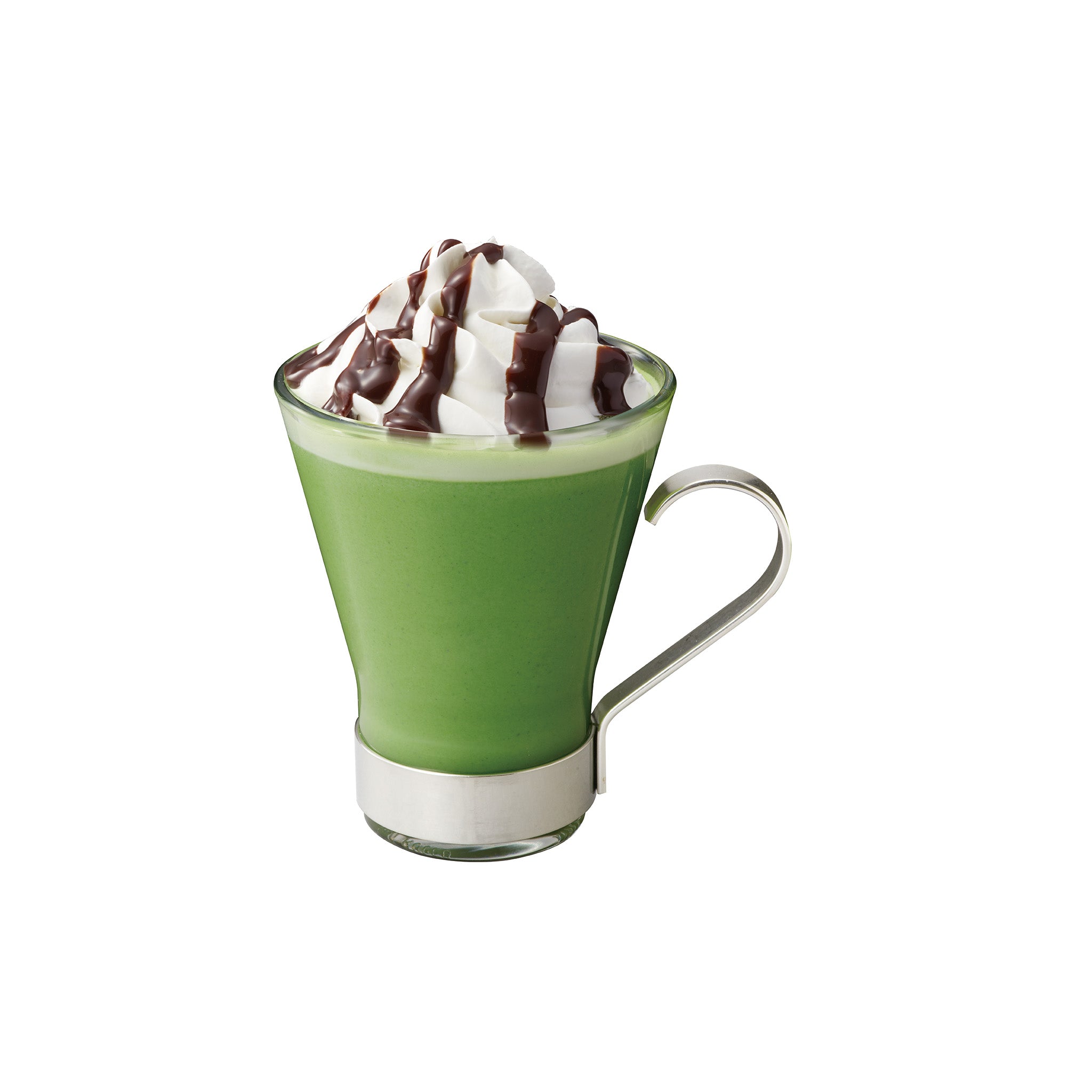 抹茶チョコレートラテ<br><small>（HOT/ICED）<br>Matcha Latte w/Chocolate sauce and Whipped cream</small>