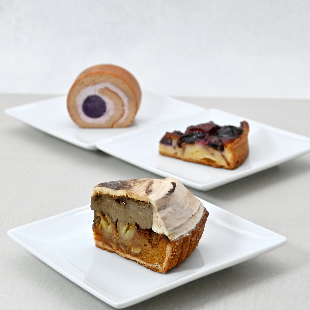 【自由が丘店限定】9/1～ほうじ茶とキャラメル、ぶどう、紫芋を使った秋を彩るスイーツ3種が登場。