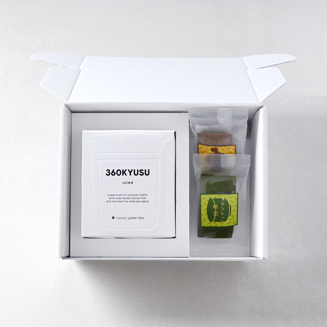 【ギフトボックス】360KYUSU＆日本茶＆フィナンシェ2個セット