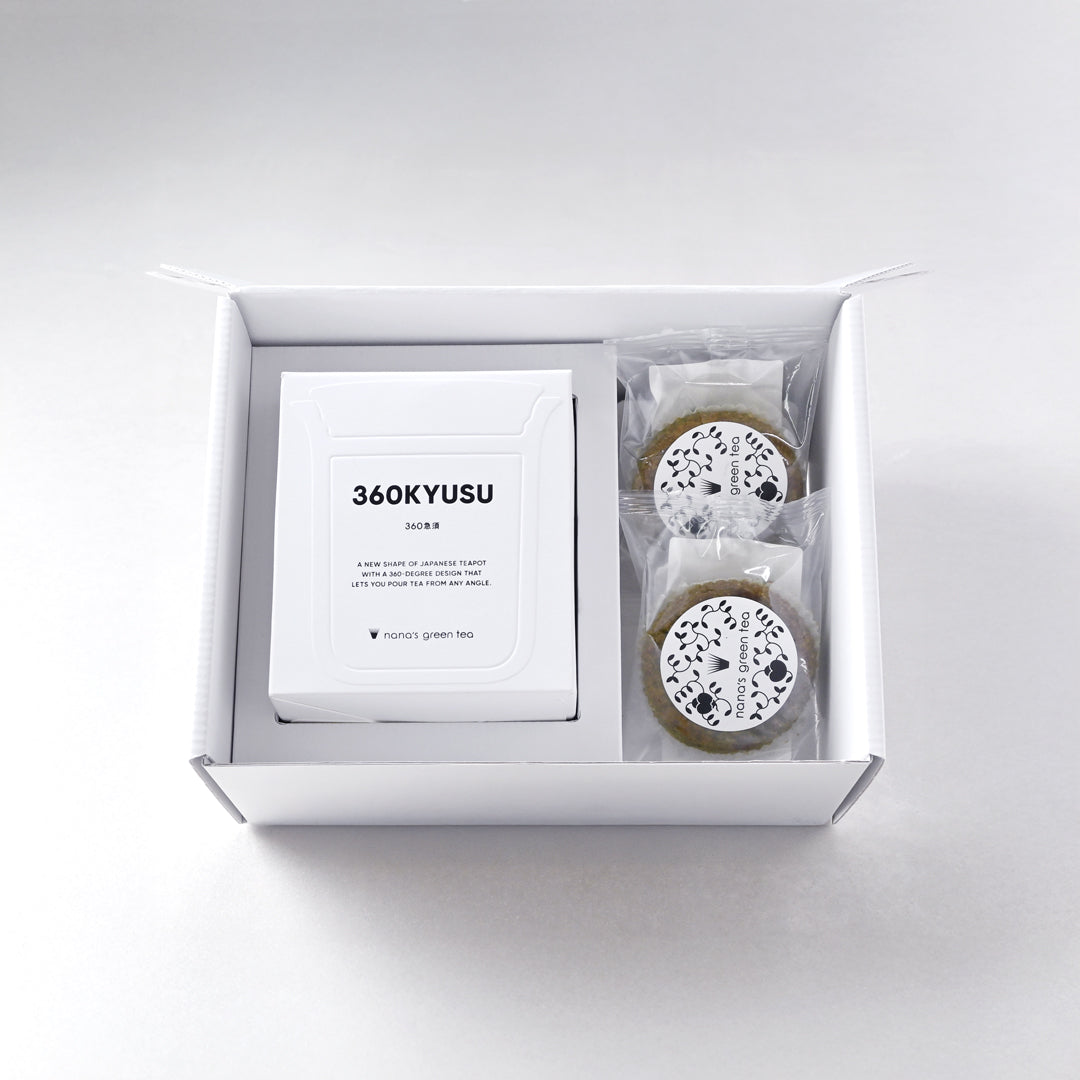 【ギフトボックス】360KYUSU＆日本茶＆抹茶ガレット2個セット