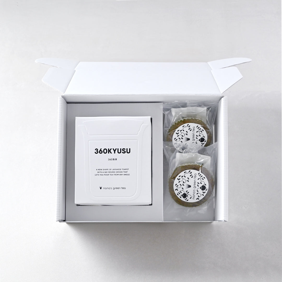 【ギフトボックス】360KYUSU＆日本茶＆抹茶ガレット2個セット