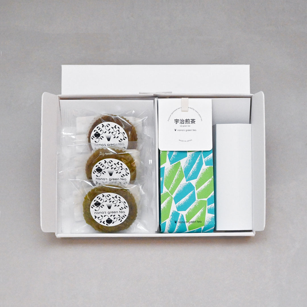 【アソートギフトボックス】抹茶ガレット3個＆選べる日本茶