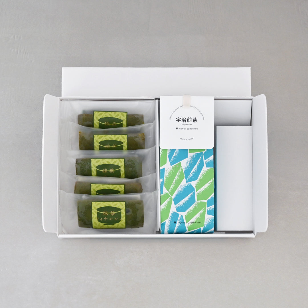 【アソートギフトボックス】抹茶フィナンシェ5個＆選べる日本茶