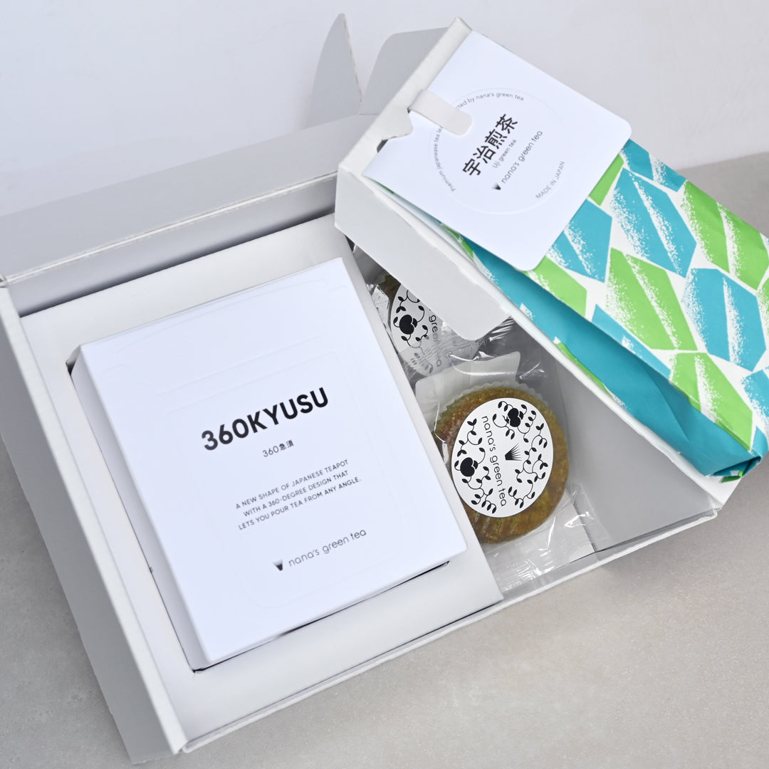 【ギフトボックス】360KYUSU＆日本茶＆抹茶ガレット2個セット