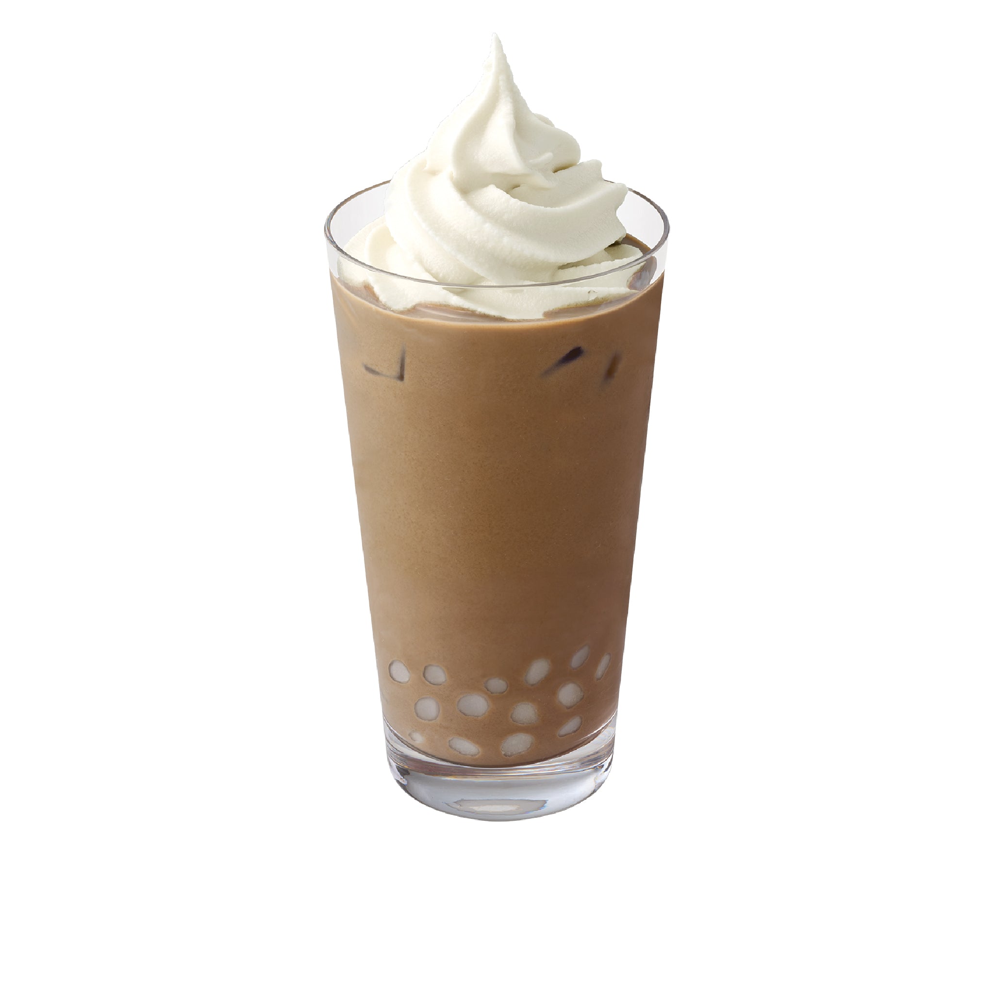 ほうじ茶もちバブルソフトクリームラテ<br><small>（ICED）<br>Hojicha Latte with mochi bubble and soft serve ice cream</small>
