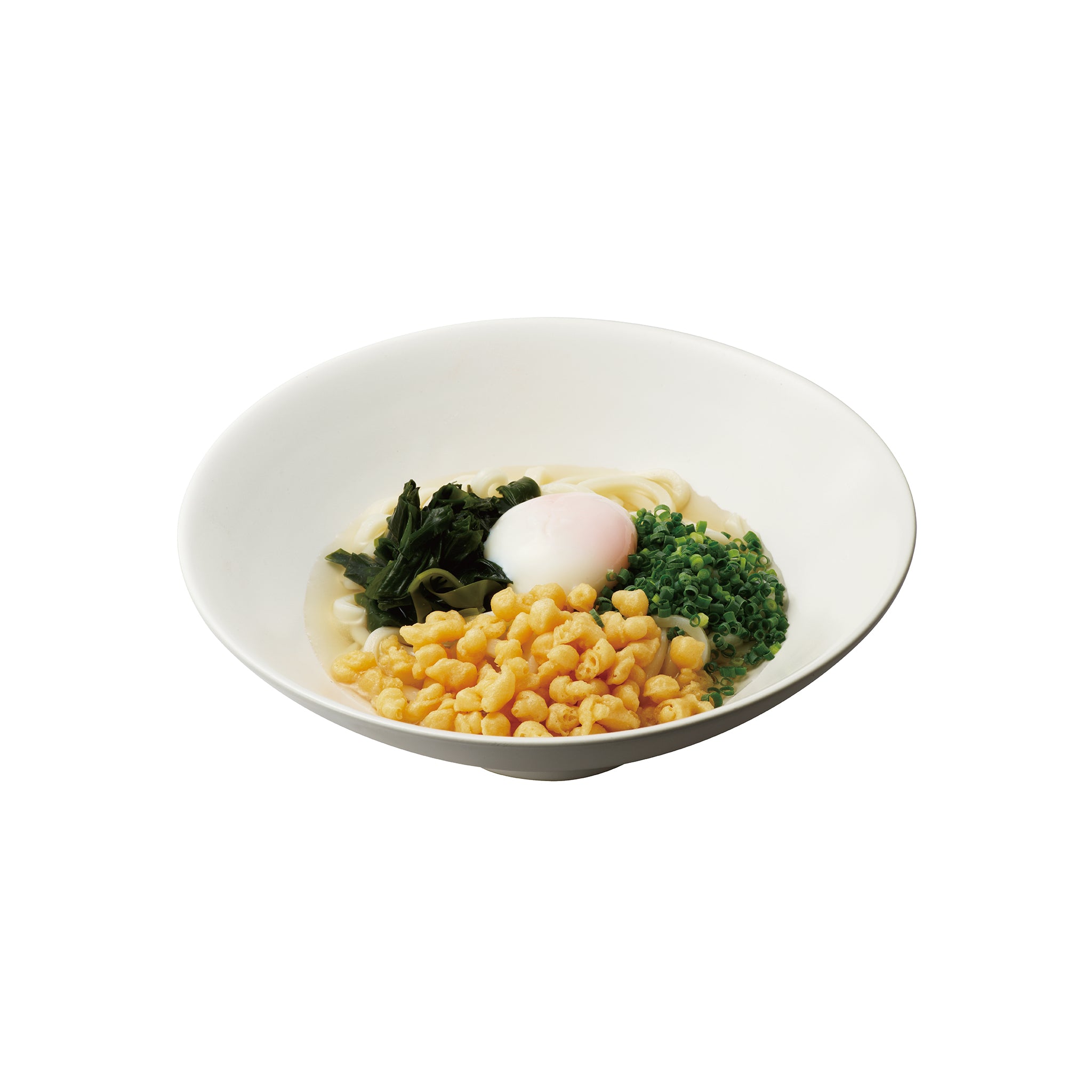 温泉卵たぬきうどん<br><small>（HOT/COLD）　<br>Soft-boiled egg and Crispy tempura flakes</small>